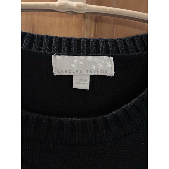 Vtg Carolyn Taylor Womens Christmas Sweater Size L Reindeer Face Black Rudolph - Picture 3 of 7